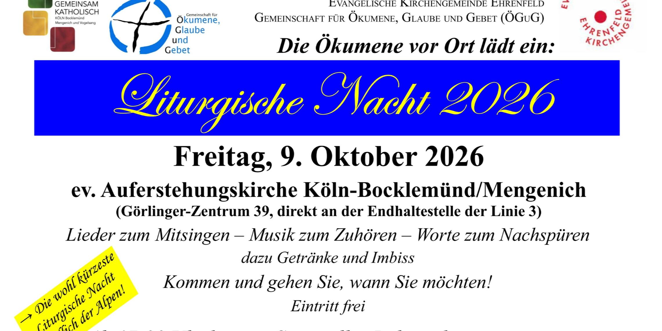 Ankündigung Liturgische Nacht Ankündigung